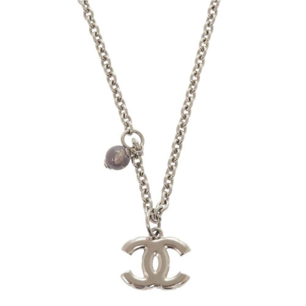CHANEL Silver Pearl Logo Necklace - Picture 2 of 6